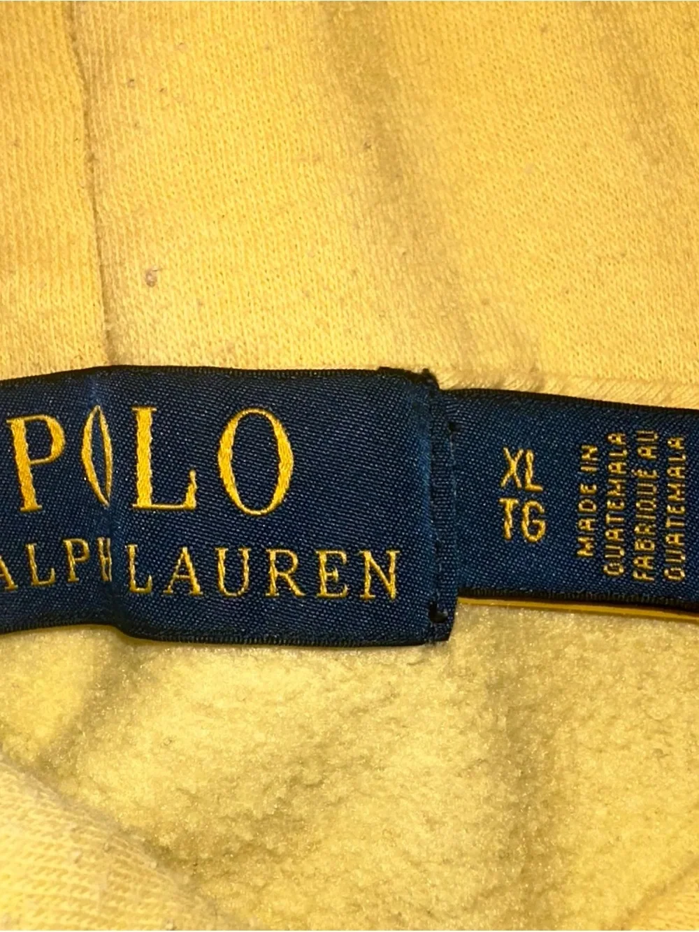 Polo Ralph Lauren Hoodie Mens Size XL Yellow 1967 Drawstring Cotton Blend